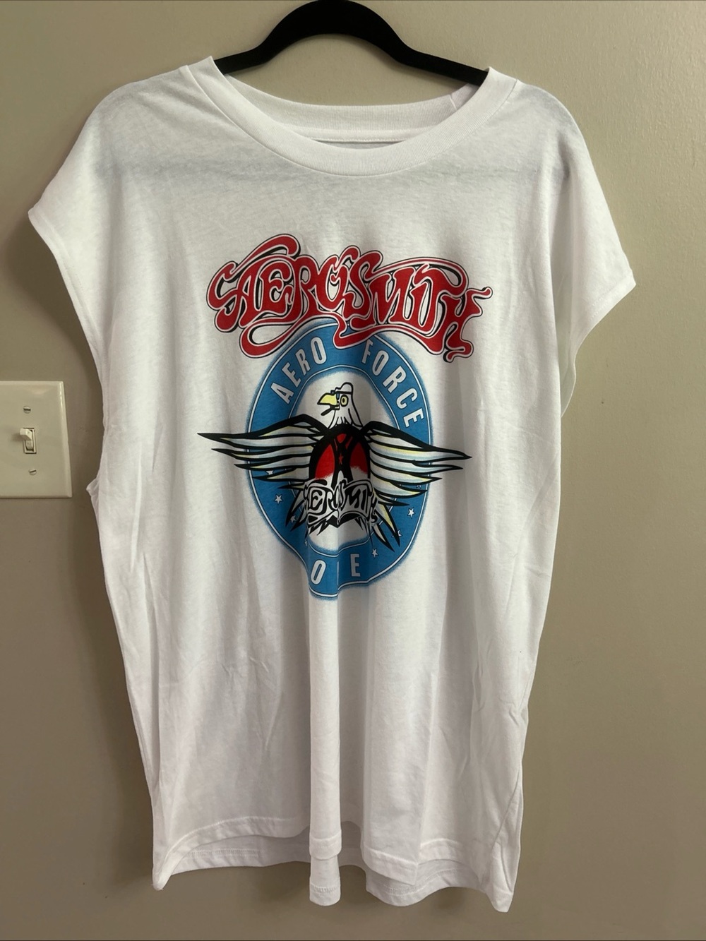 Aerosmith Aero Force One White Tank Top Size L. 80’s Rock RETRO STYLE NWOT.
